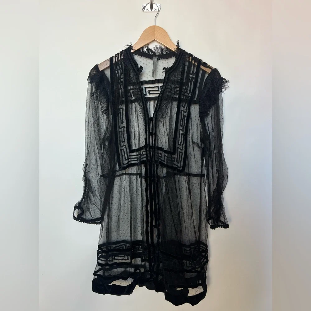 Anthropologie Holly Flocked Tunic Top Size XL Rare - Picture 5 of 15